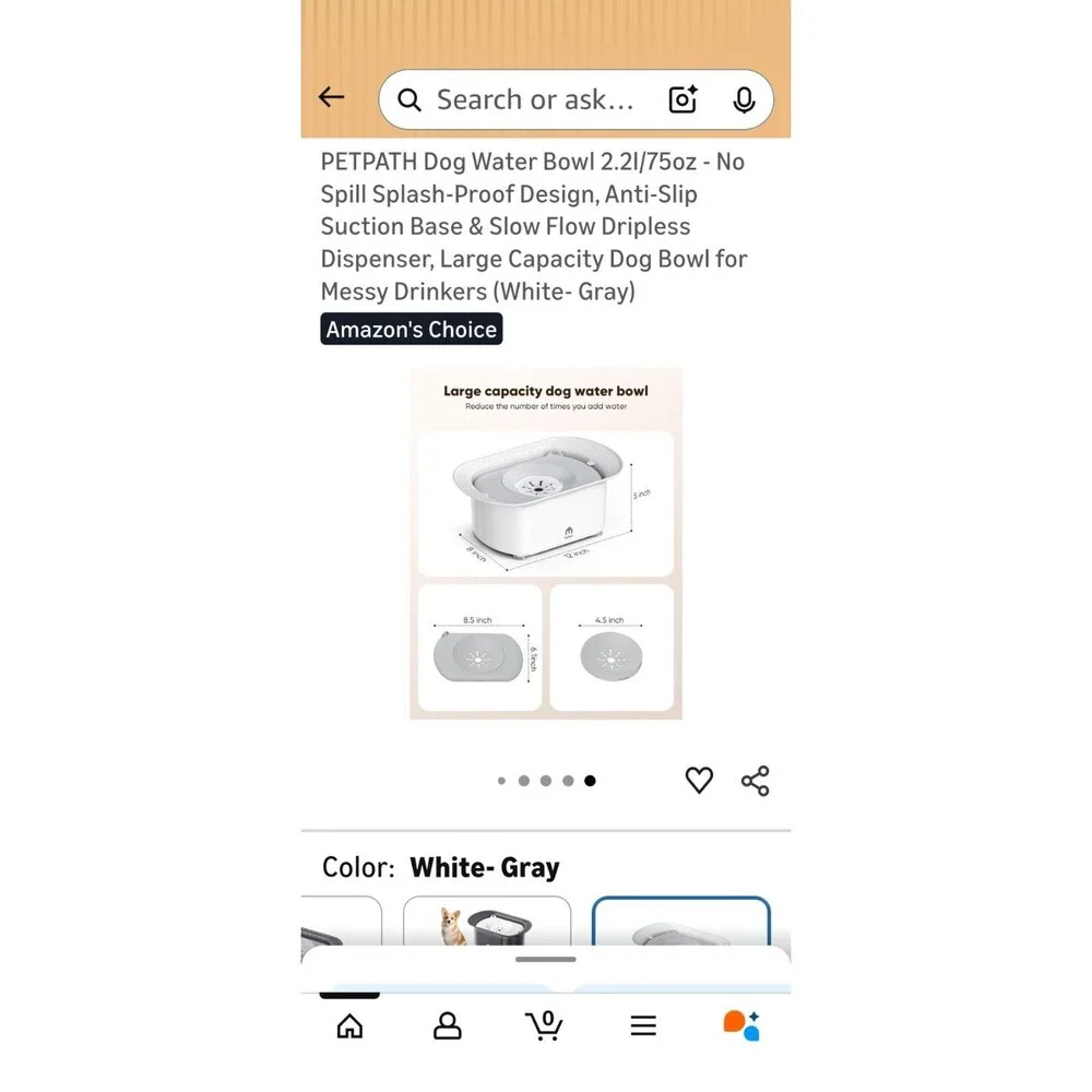 PETPATH Dog Water Bowl 2.2l/75oz - No Spill Splash-Proof Design, Anti-Slip...